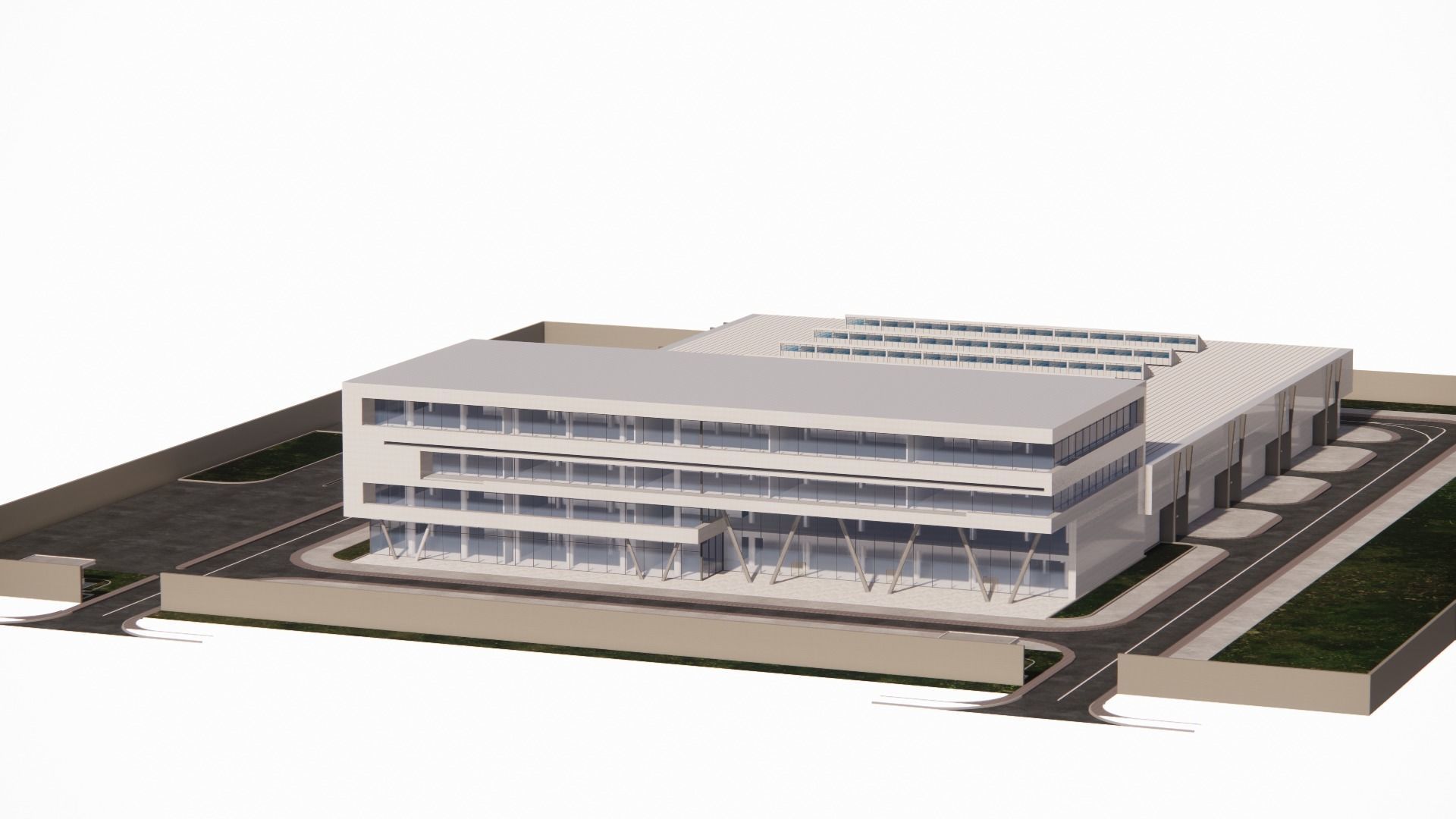 industrial area buildings Low-poly 3D model_1