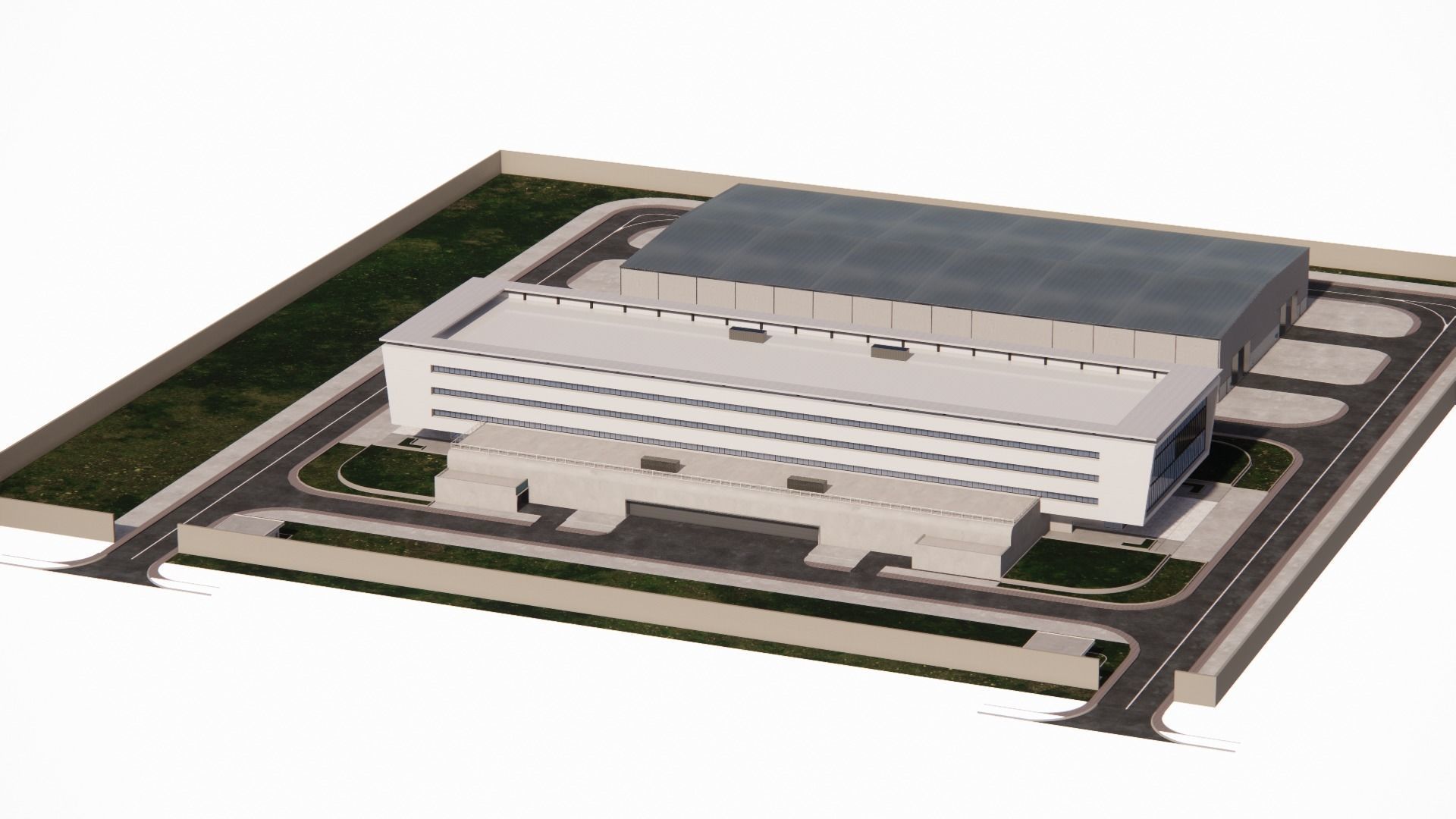 industrial area buildings Low-poly 3D model_3