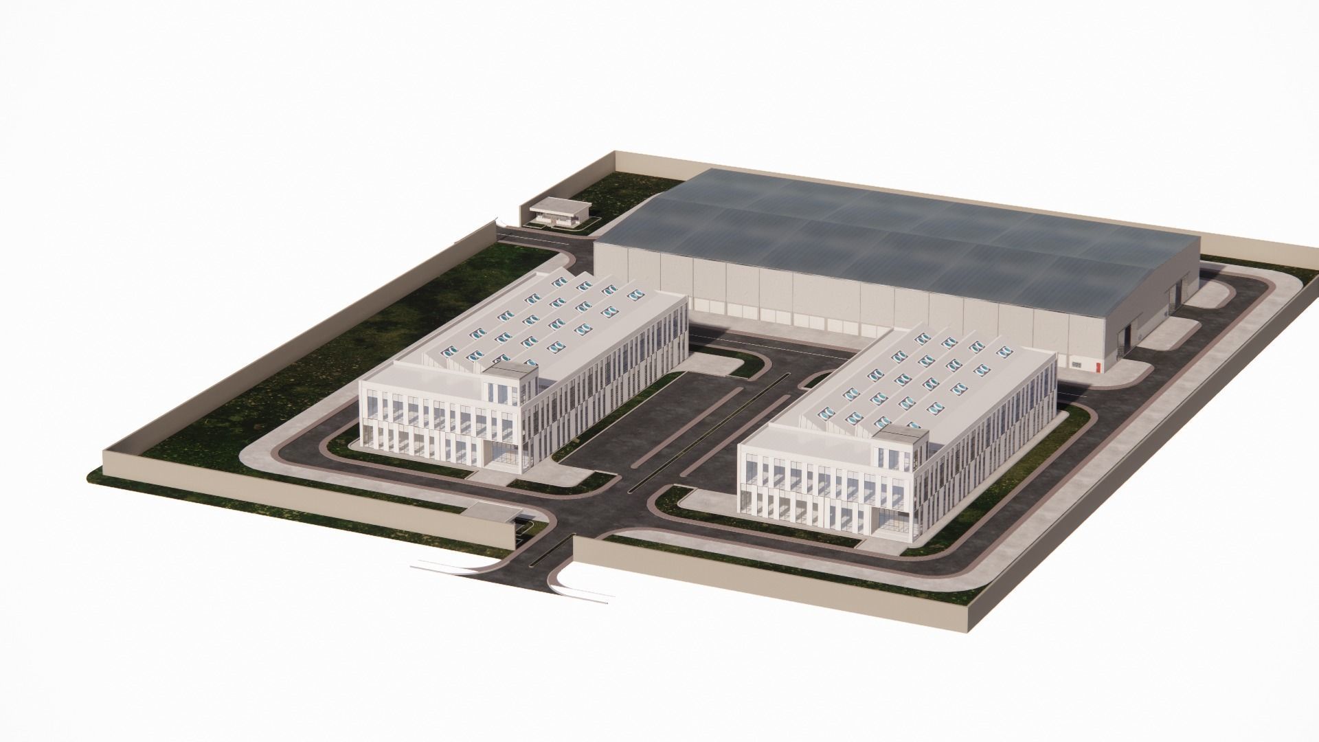 industrial area buildings Low-poly 3D model_5