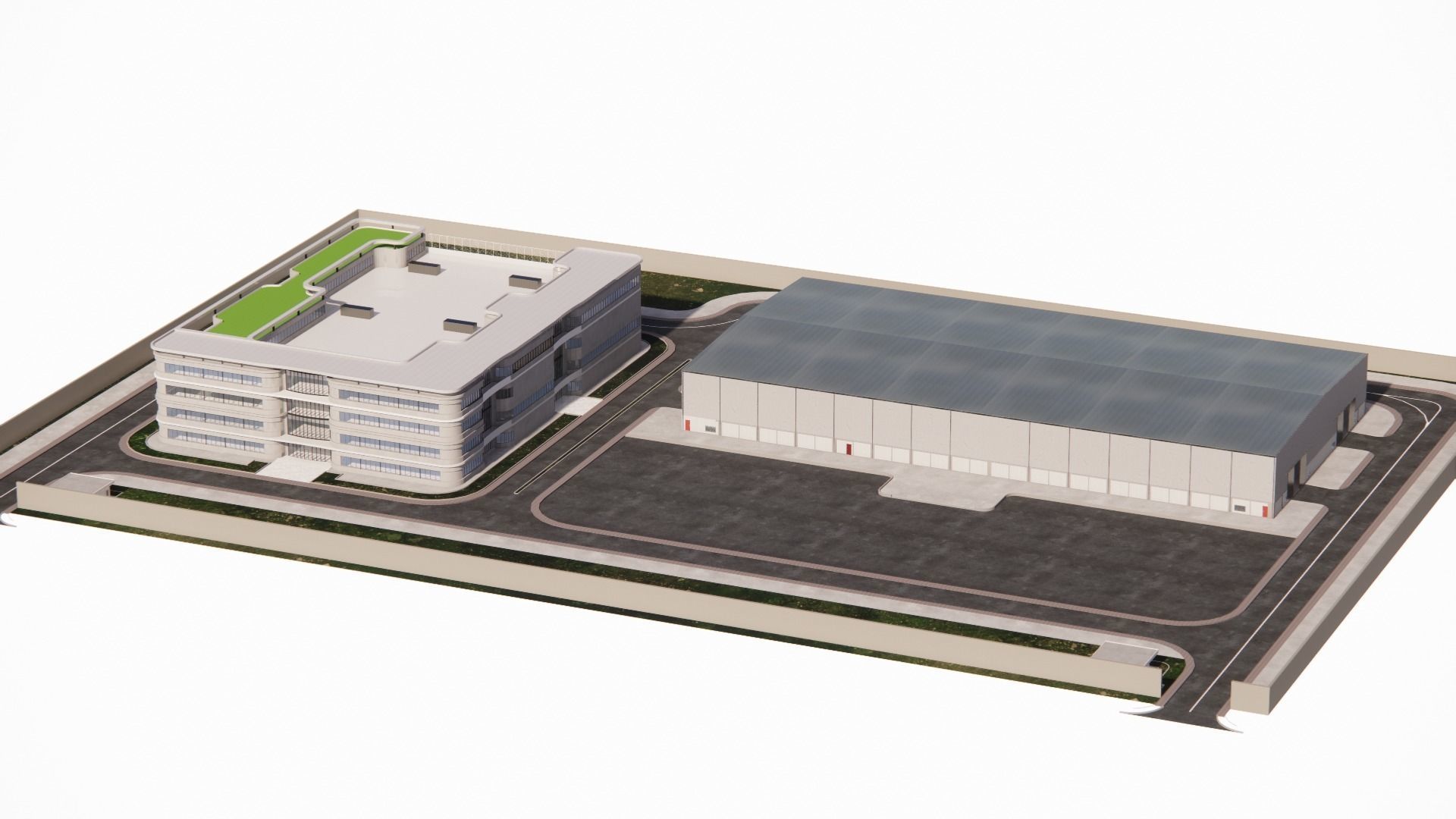 industrial area buildings Low-poly 3D model_4