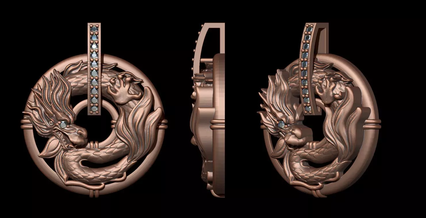 Dragon Pendant 3D print model_0