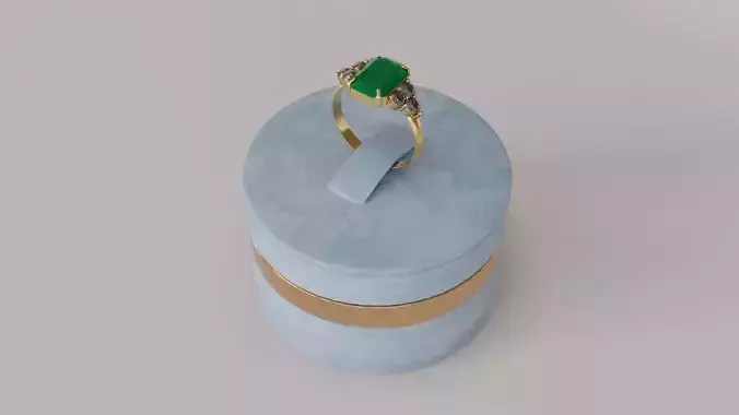 Gold Ring with Emerald and Diamond Gems