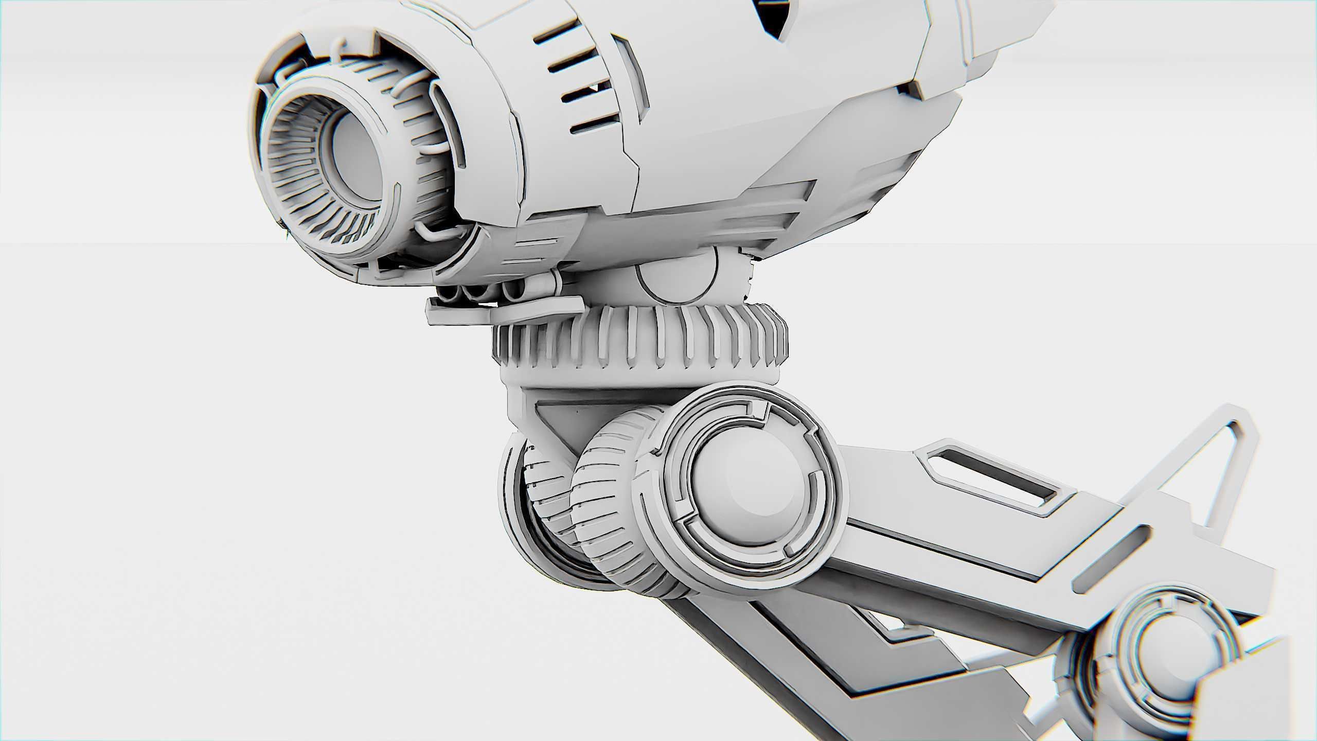 COMBAT DROID D-300 Rigged for Unreal Engine - Unity - MIXAMO 3D model_36