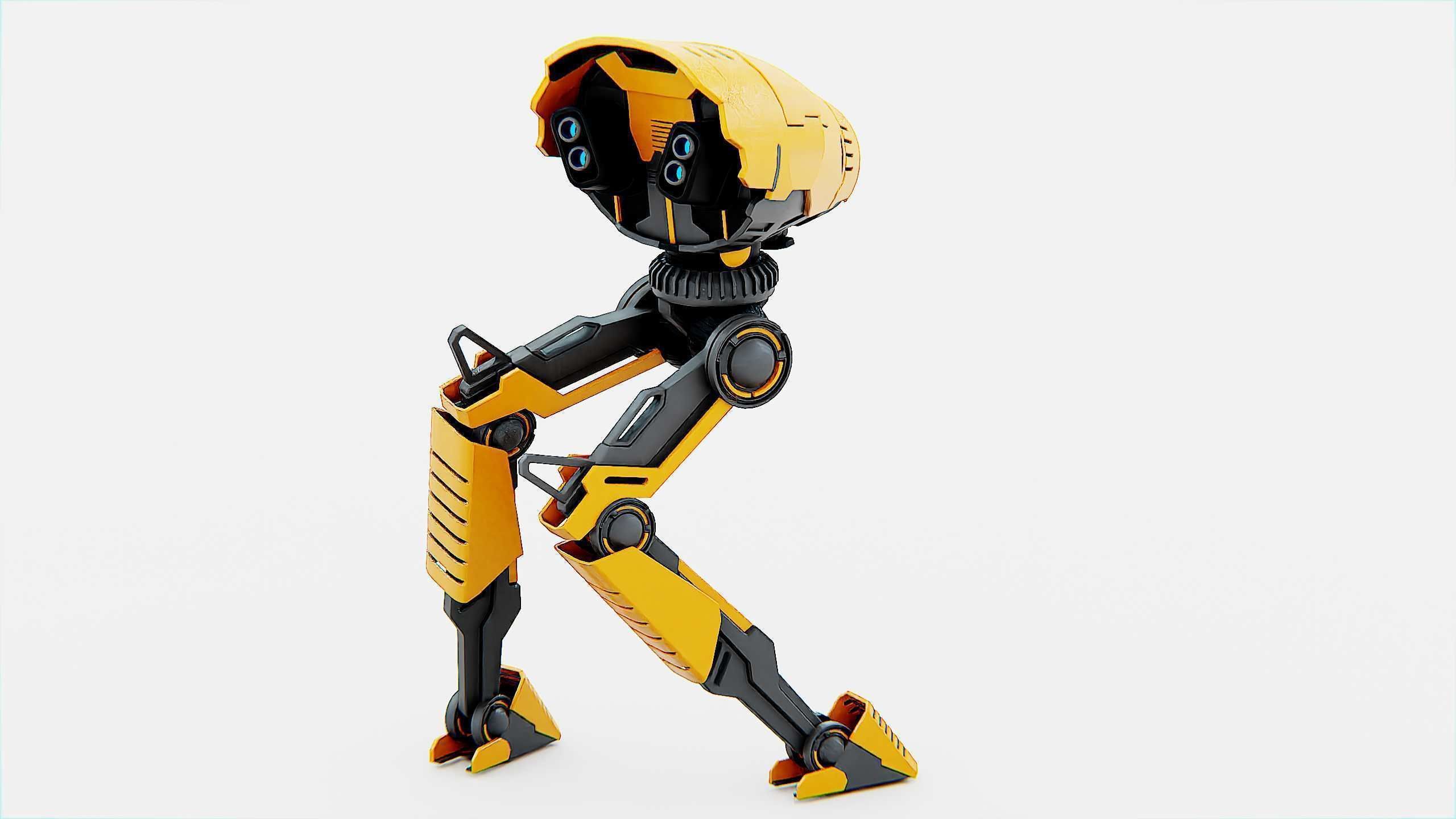 COMBAT DROID D-300 Rigged for Unreal Engine - Unity - MIXAMO 3D model_10