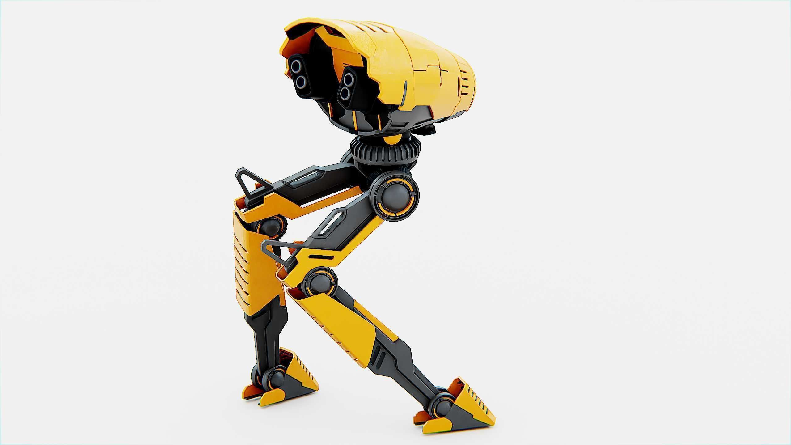 COMBAT DROID D-300 Rigged for Unreal Engine - Unity - MIXAMO 3D model_9