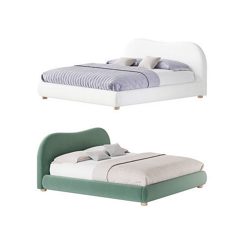 DIANA WHITE BOUCLE QUEEN BED BY ROSS CASSIDY 3D model