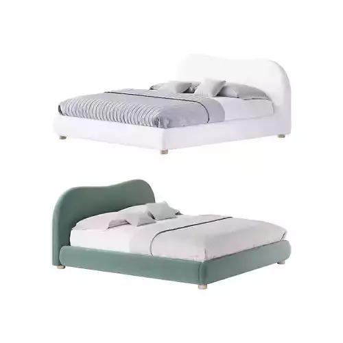 DIANA WHITE BOUCLE QUEEN BED BY ROSS CASSIDY