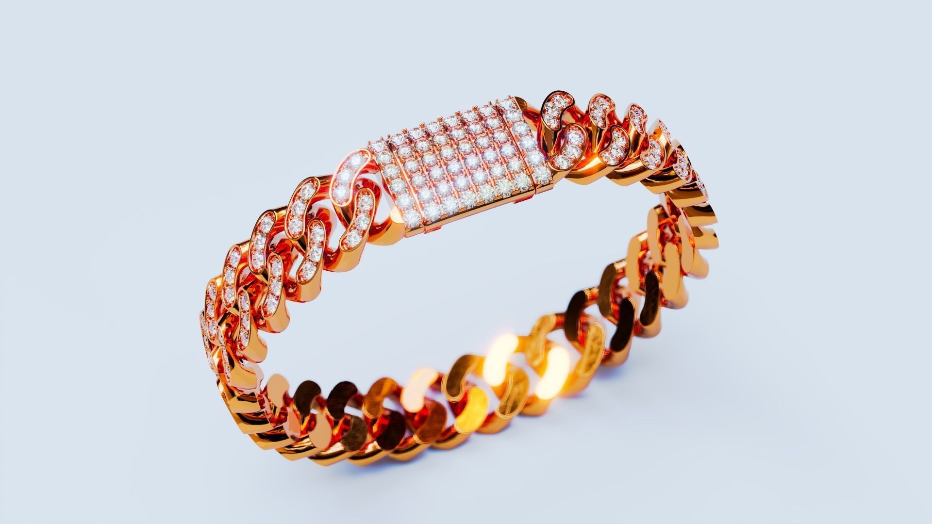 Cuban Chain Bracelet 15 3D print model_3