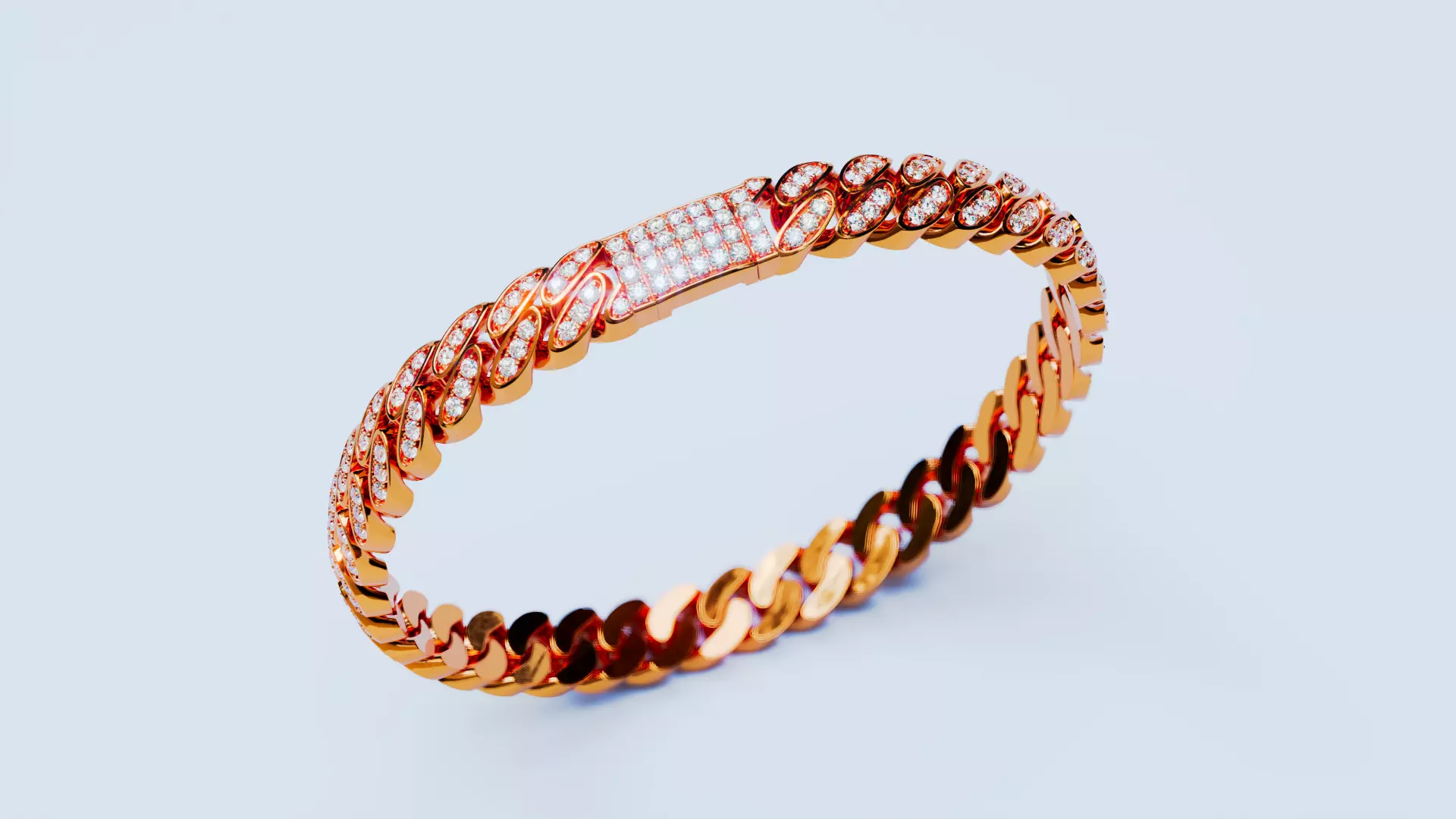 Cuban Chain Bracelet 15 3D print model_0