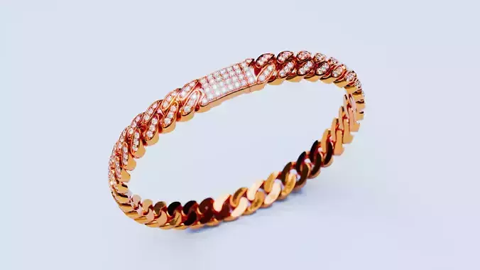Cuban Chain Bracelet 15 3D print model