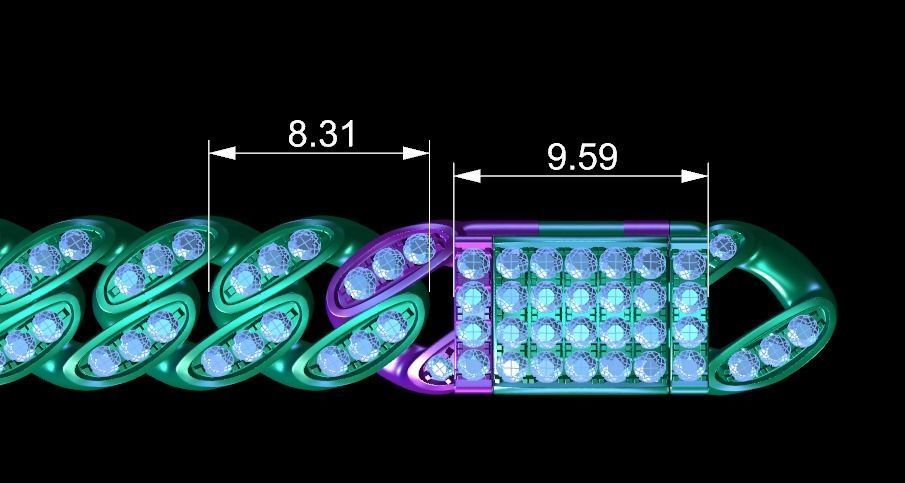 Cuban Chain Bracelet 15 3D print model_8
