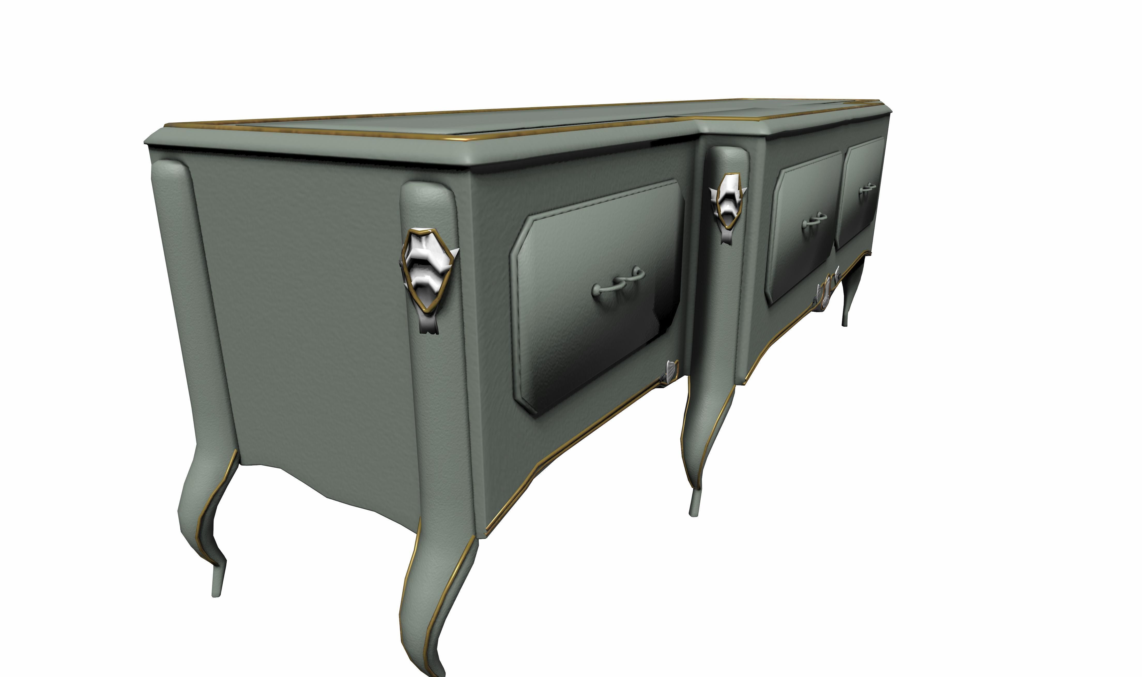 Antique French style tv unit Low-poly 3D model_1