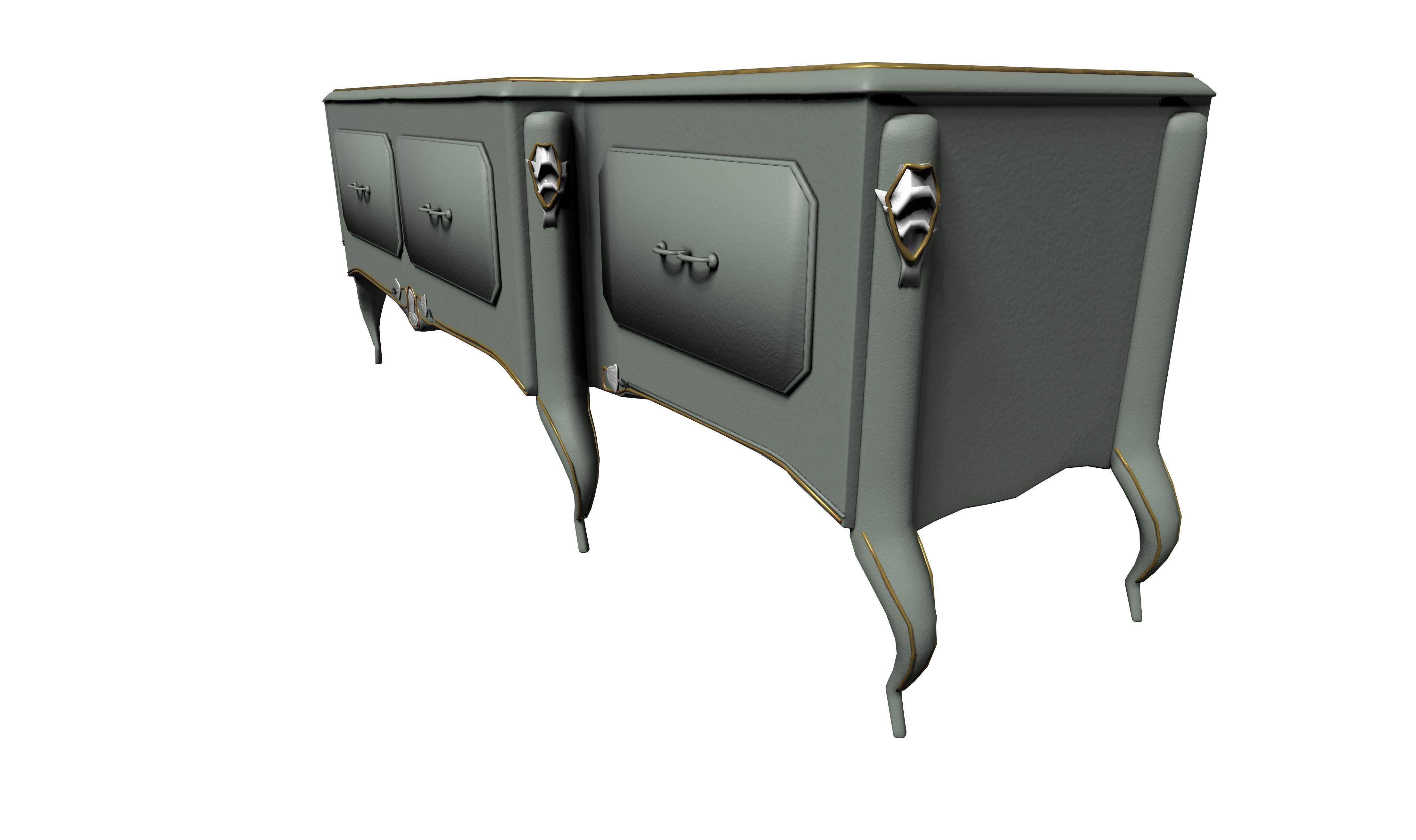 Antique French style tv unit Low-poly 3D model_4