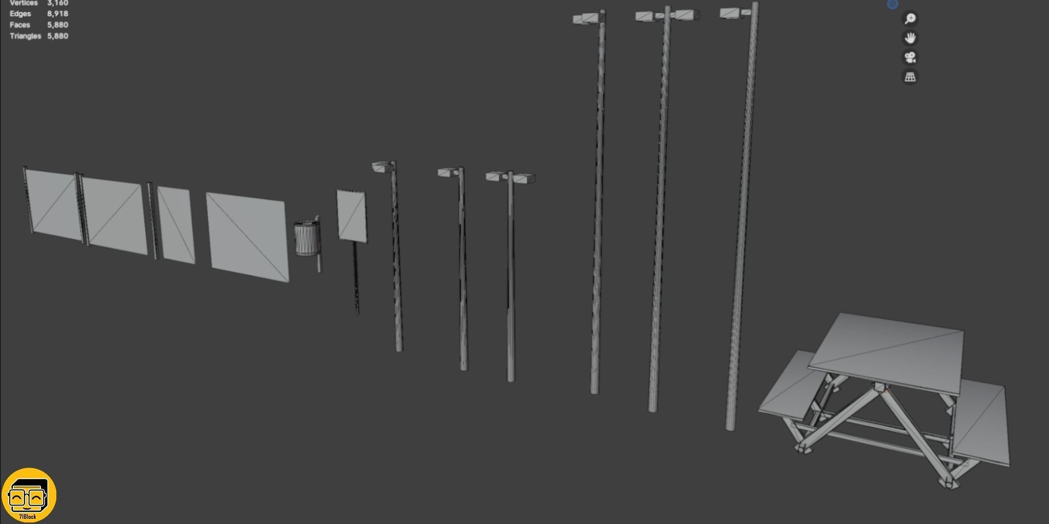 Park Props Low-poly 3D model_11