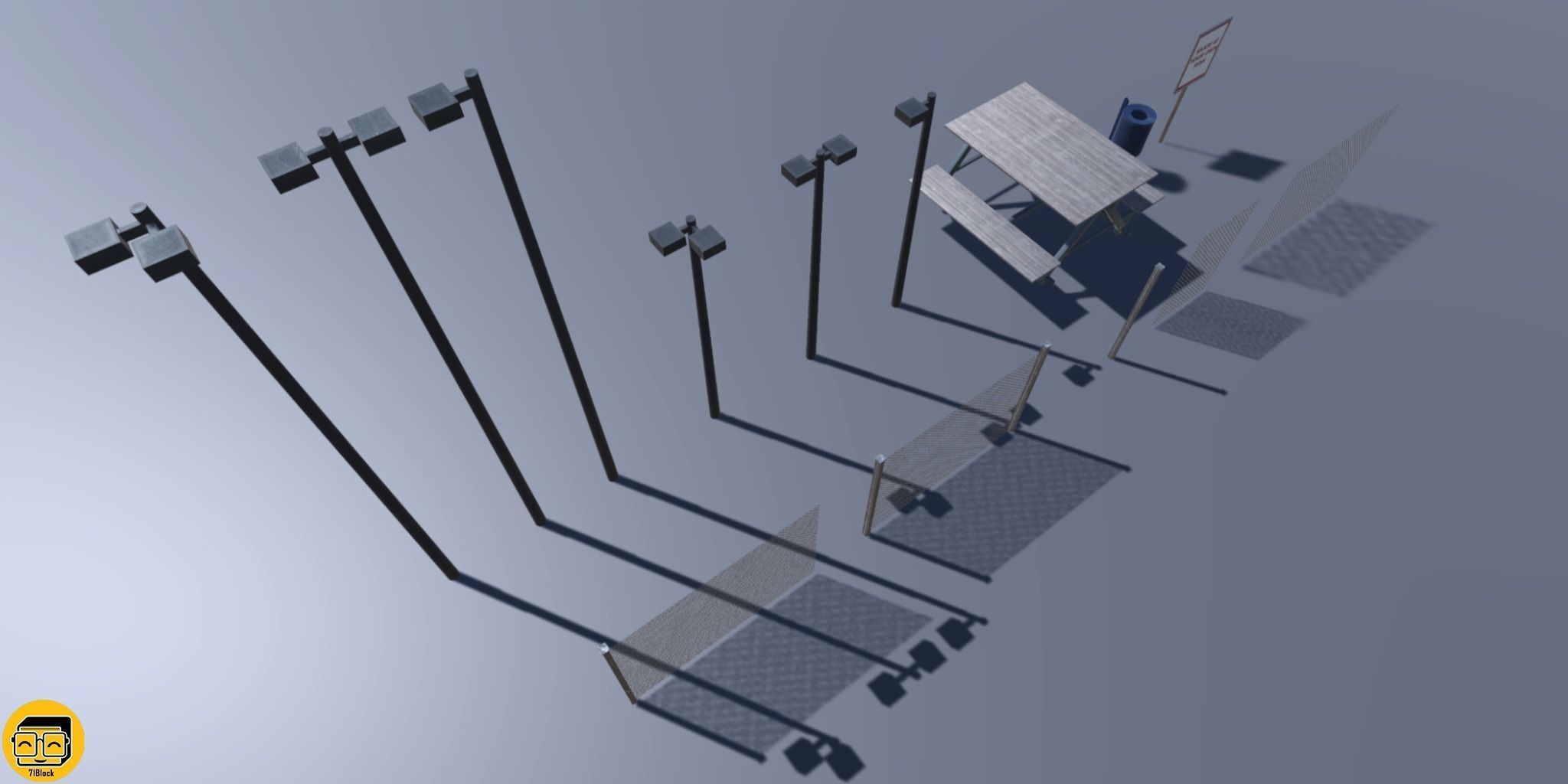 Park Props Low-poly 3D model_1