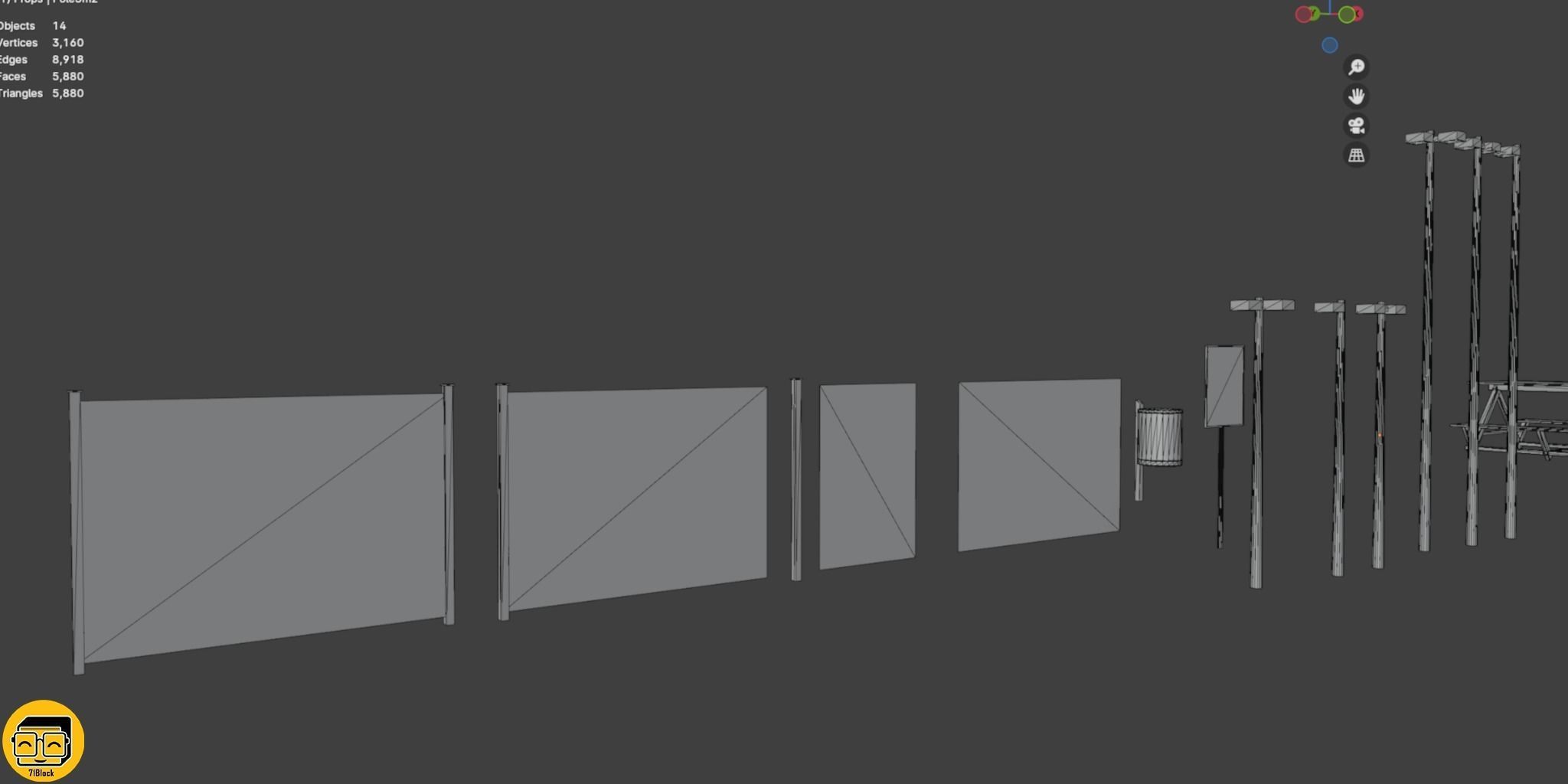 Park Props Low-poly 3D model_10