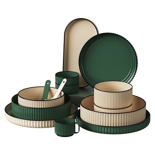  Dishes Low-poly 3D model