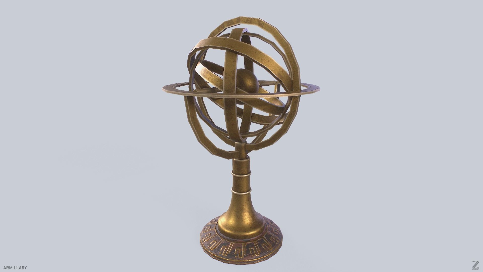 Armillary Low-poly 3D model_6