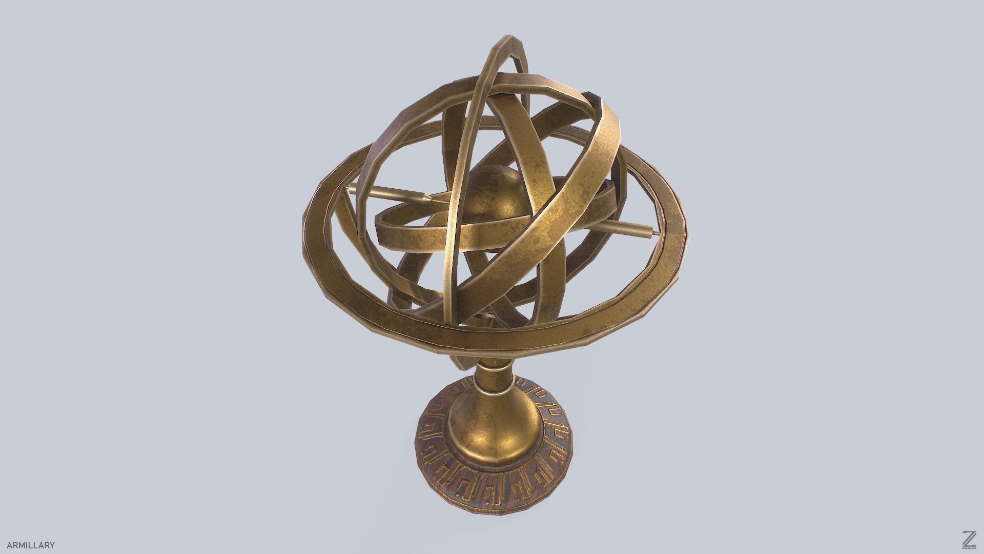 Armillary Low-poly 3D model_8