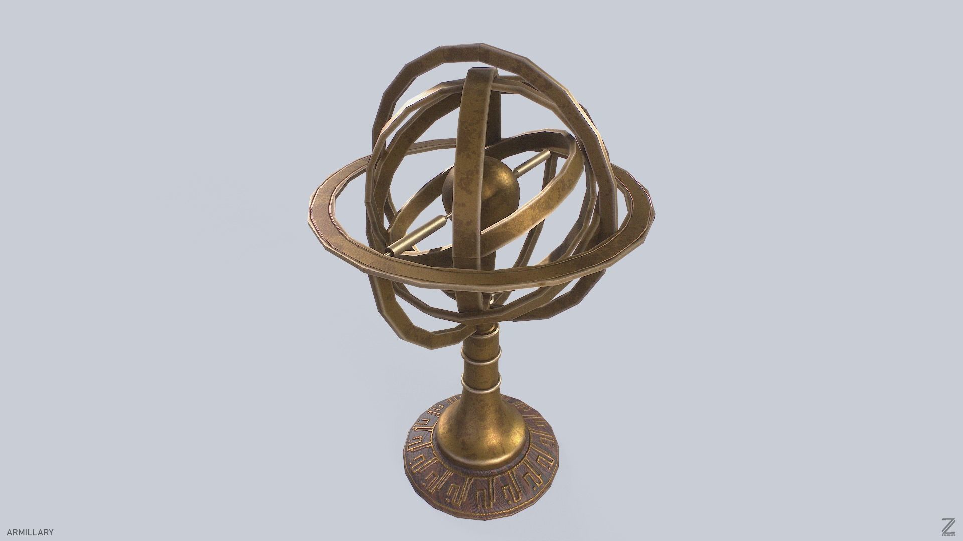 Armillary Low-poly 3D model_9