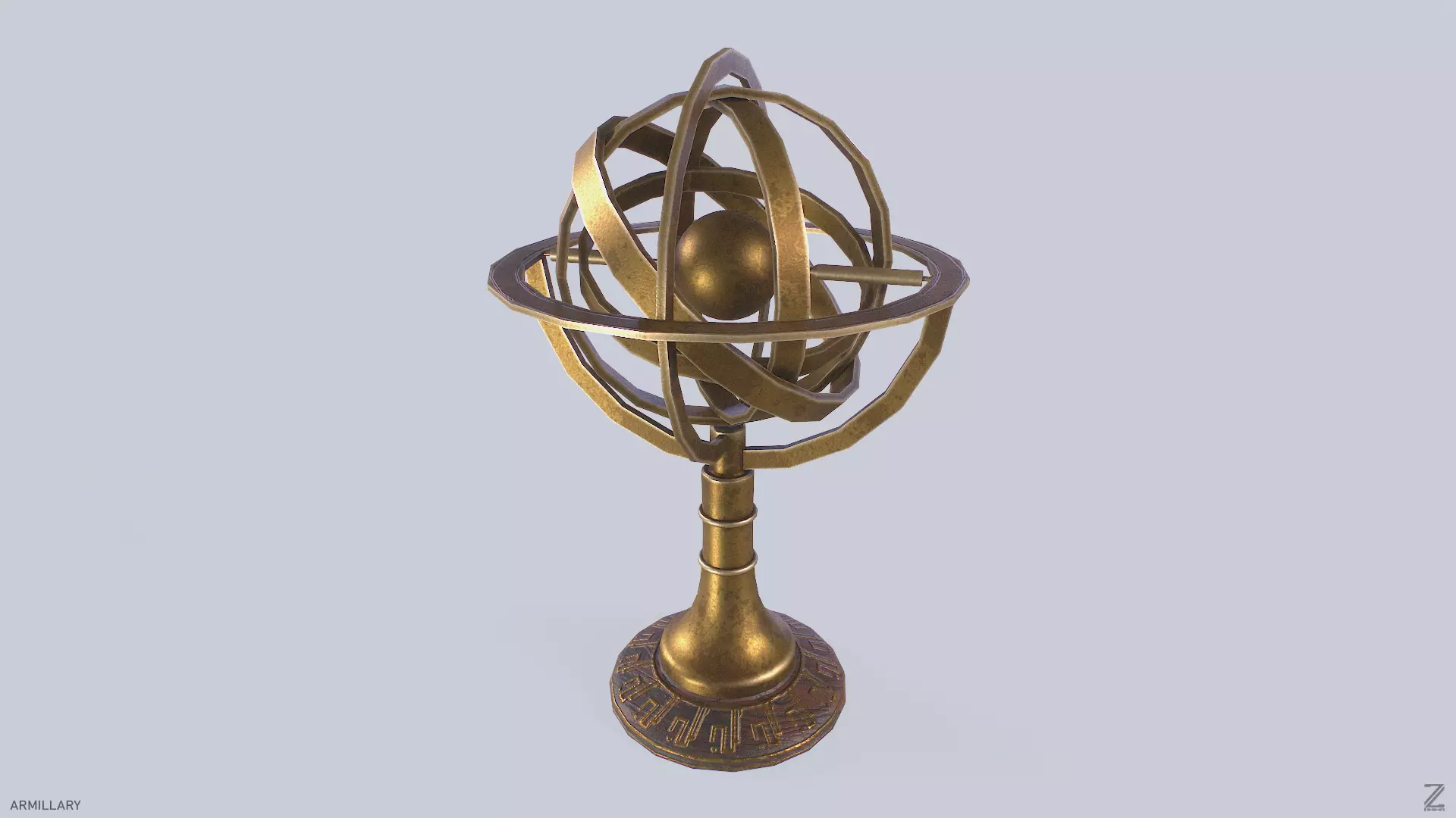 Armillary Low-poly 3D model_0