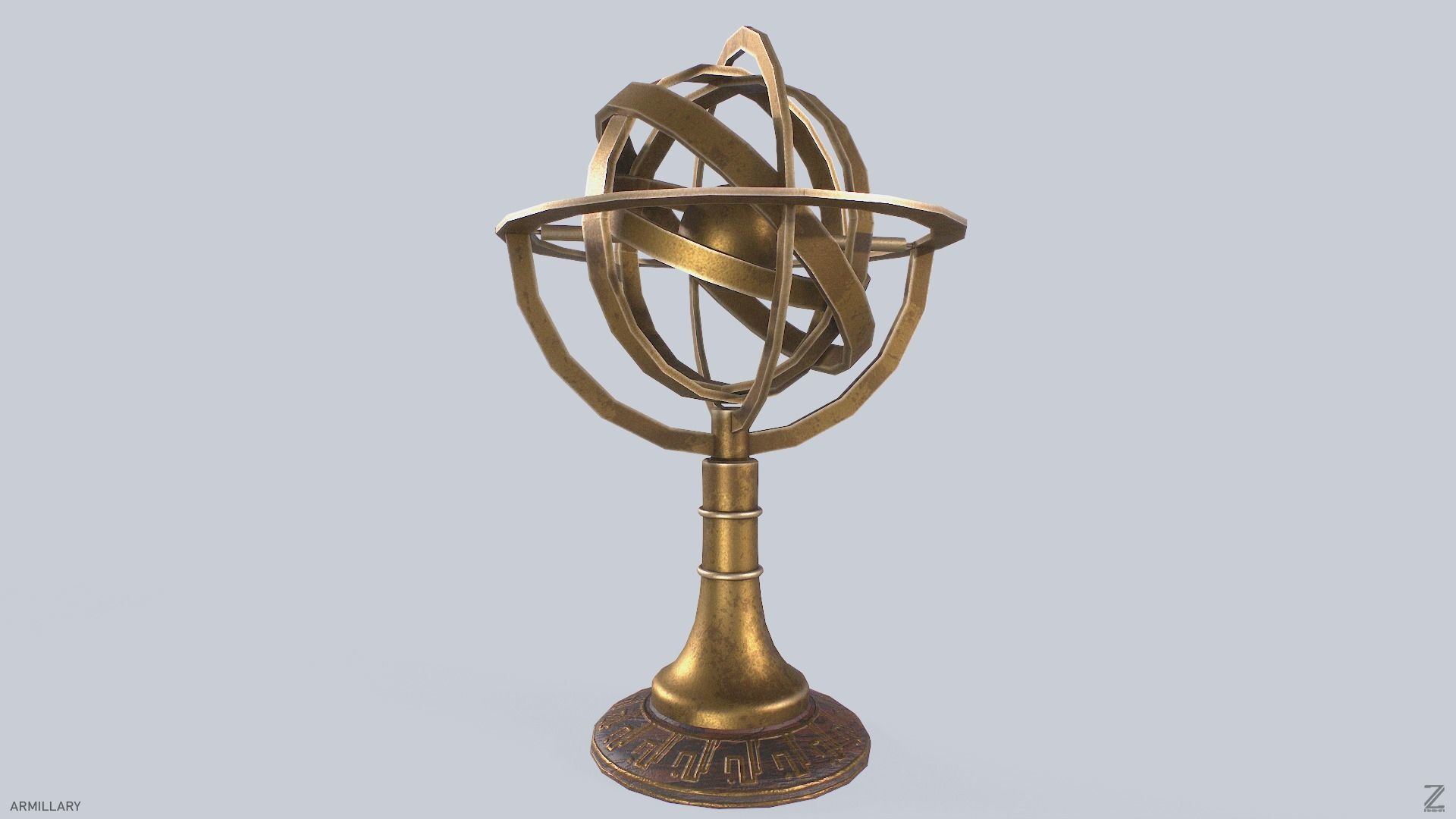 Armillary Low-poly 3D model_5