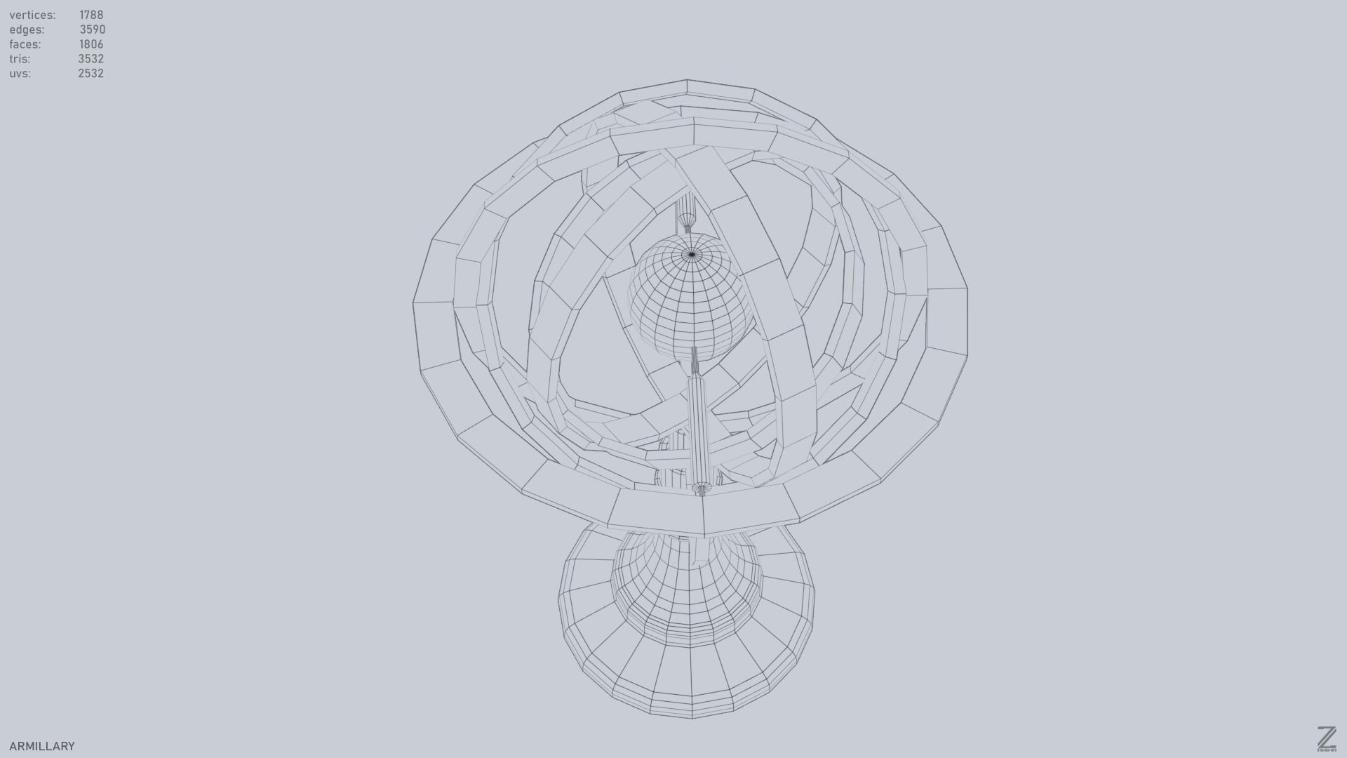 Armillary Low-poly 3D model_11