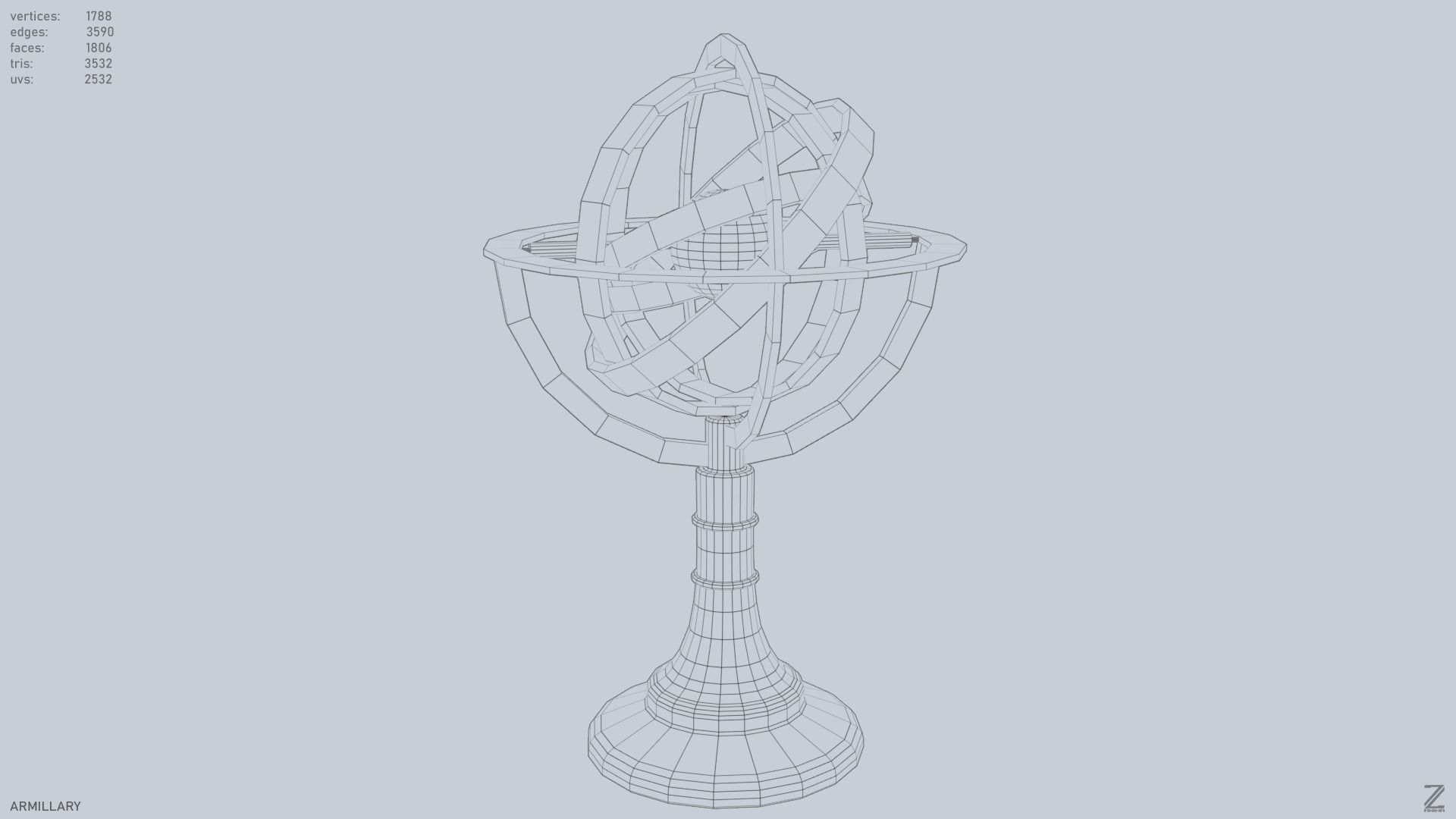 Armillary Low-poly 3D model_14