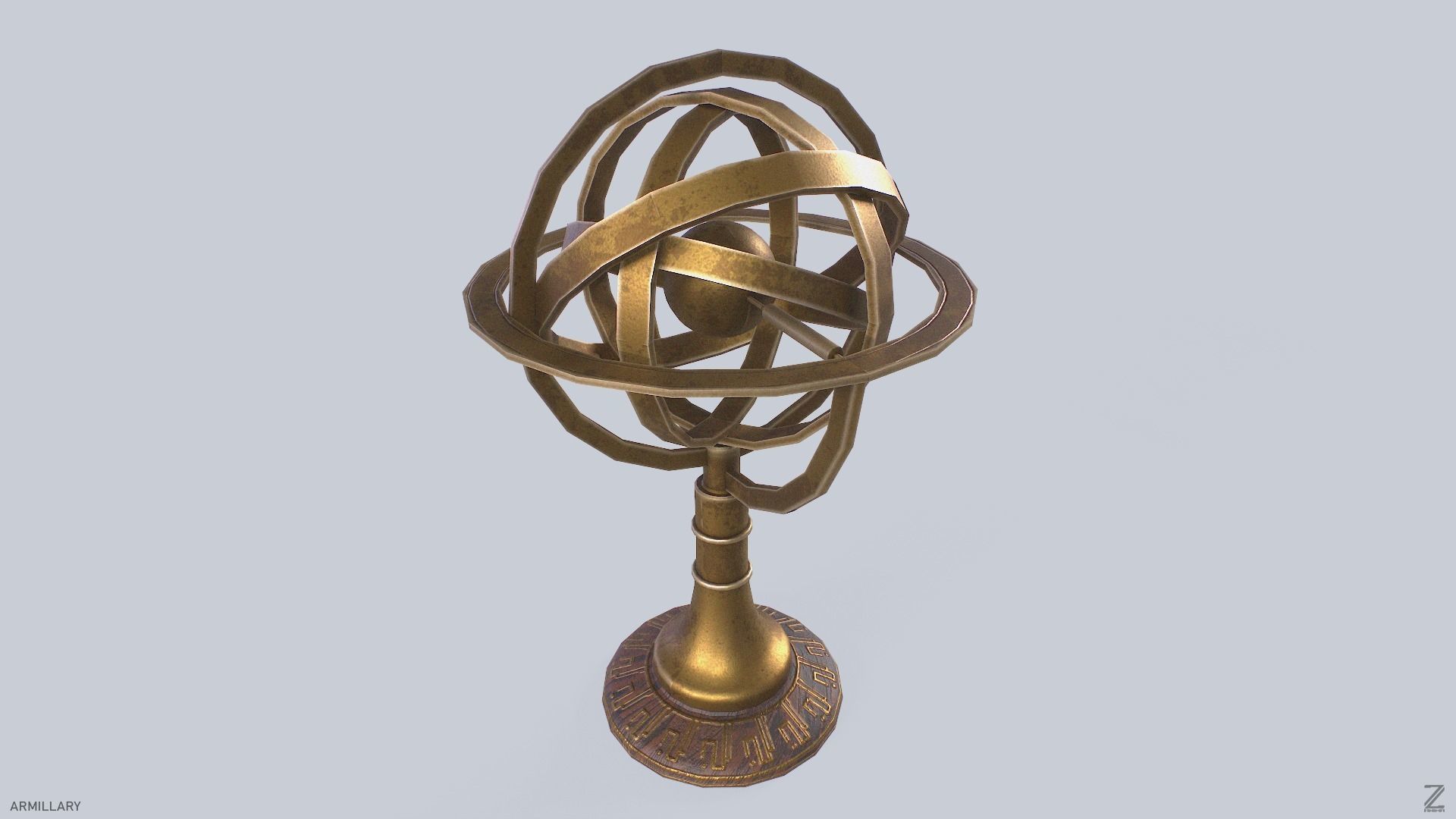 Armillary Low-poly 3D model_7