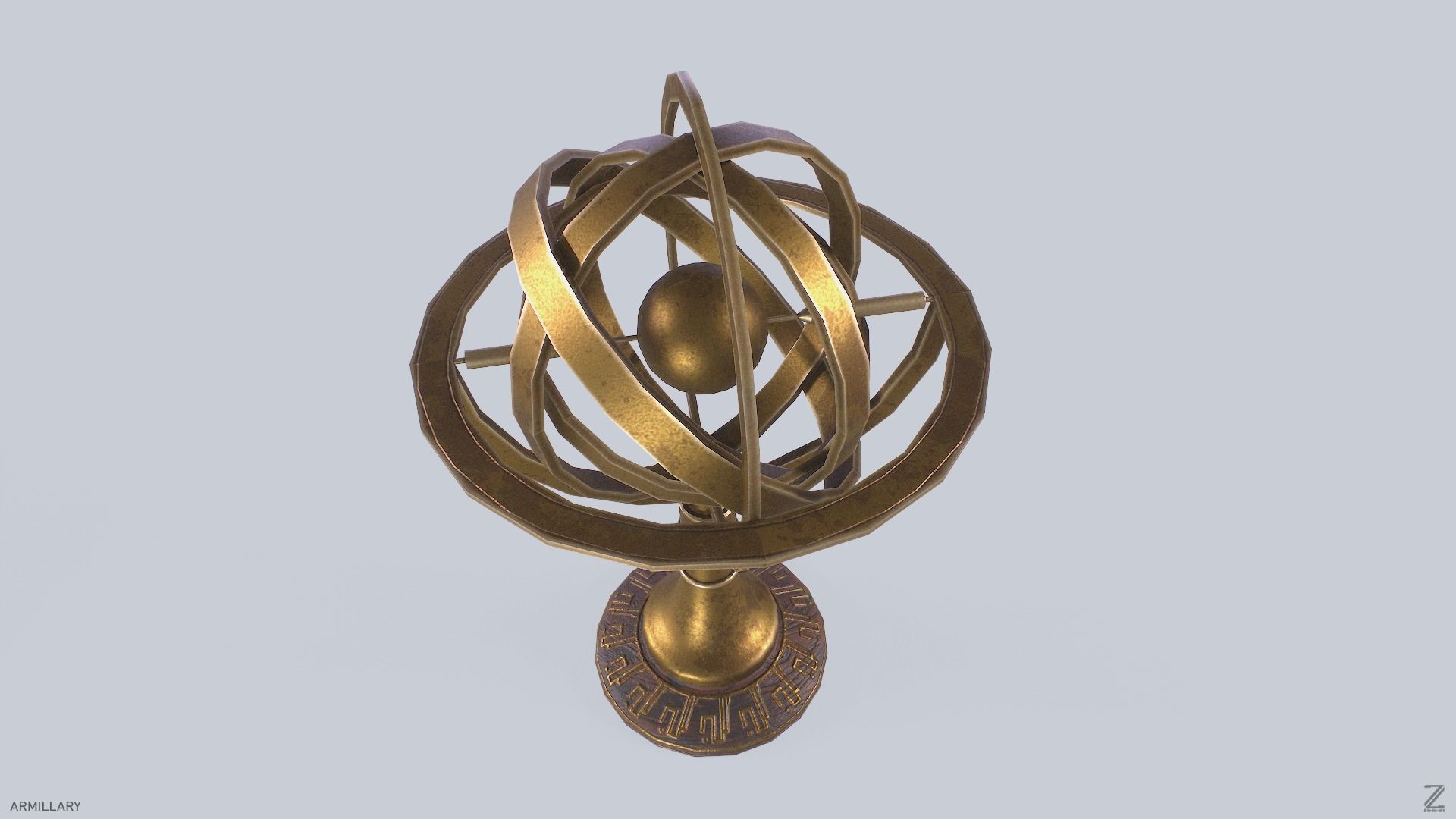 Armillary Low-poly 3D model_2