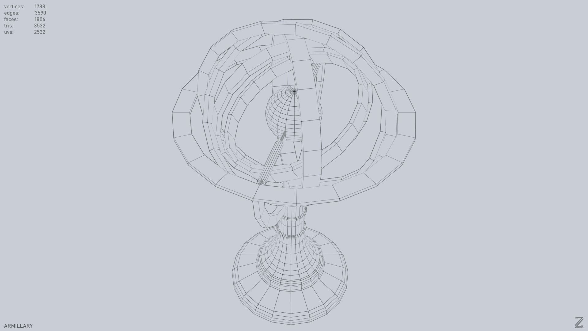Armillary Low-poly 3D model_15