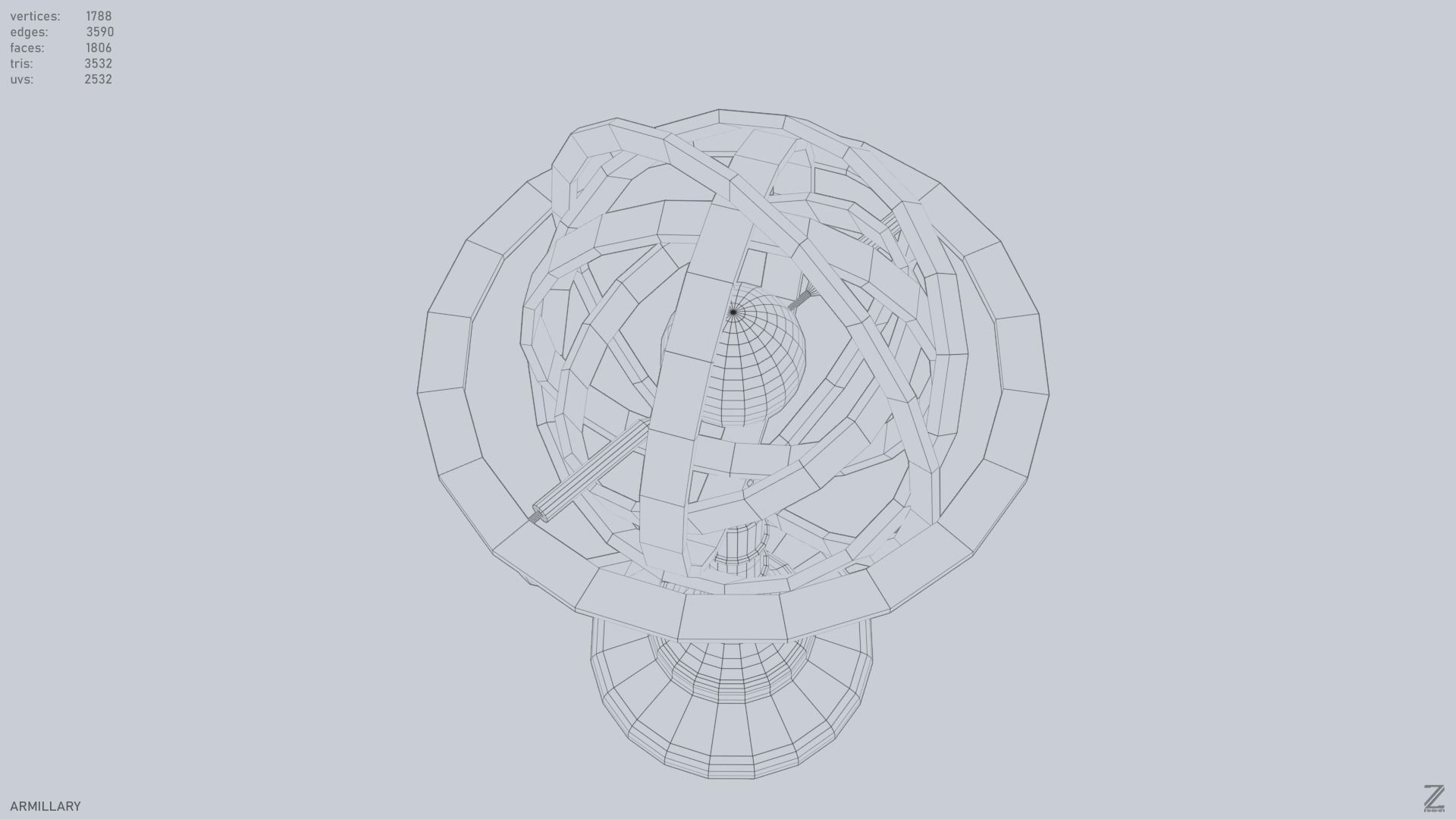 Armillary Low-poly 3D model_13