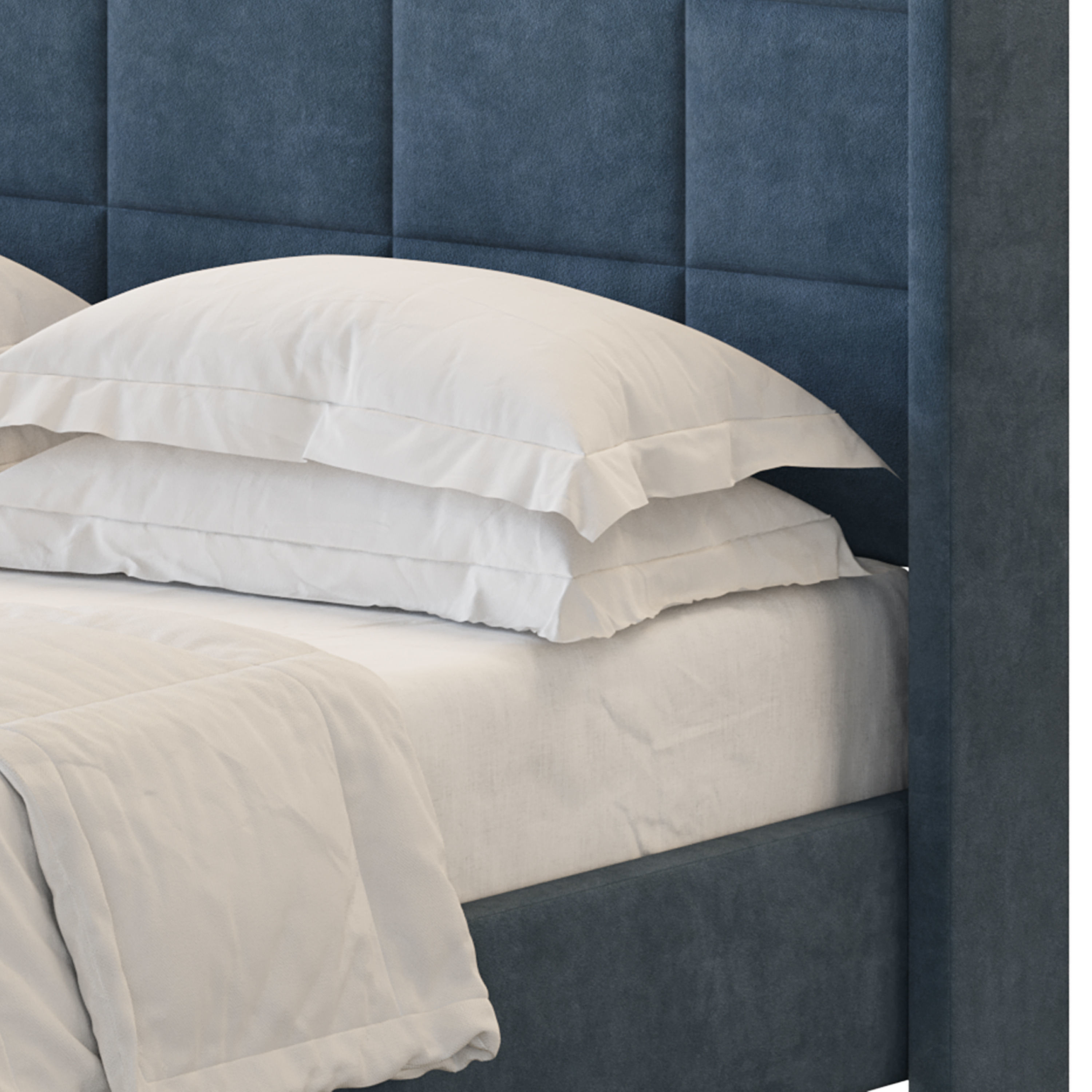 Padded adult double bed 3D model_8