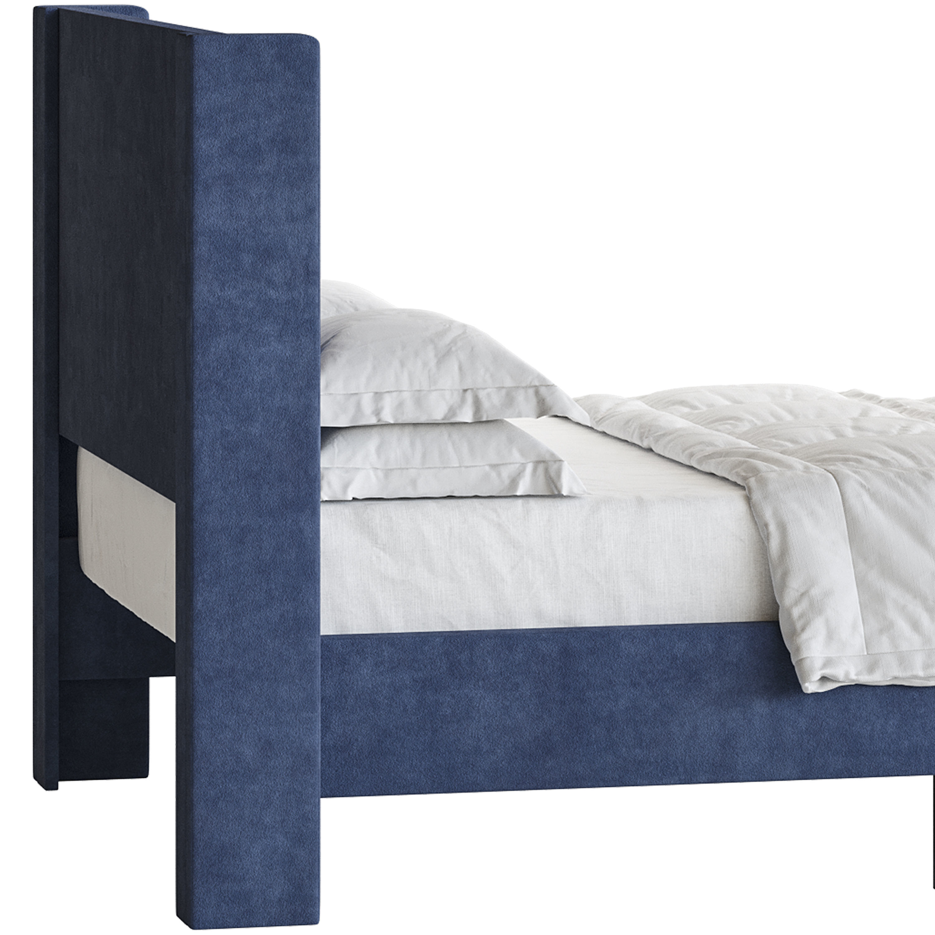 Padded adult double bed 3D model_4