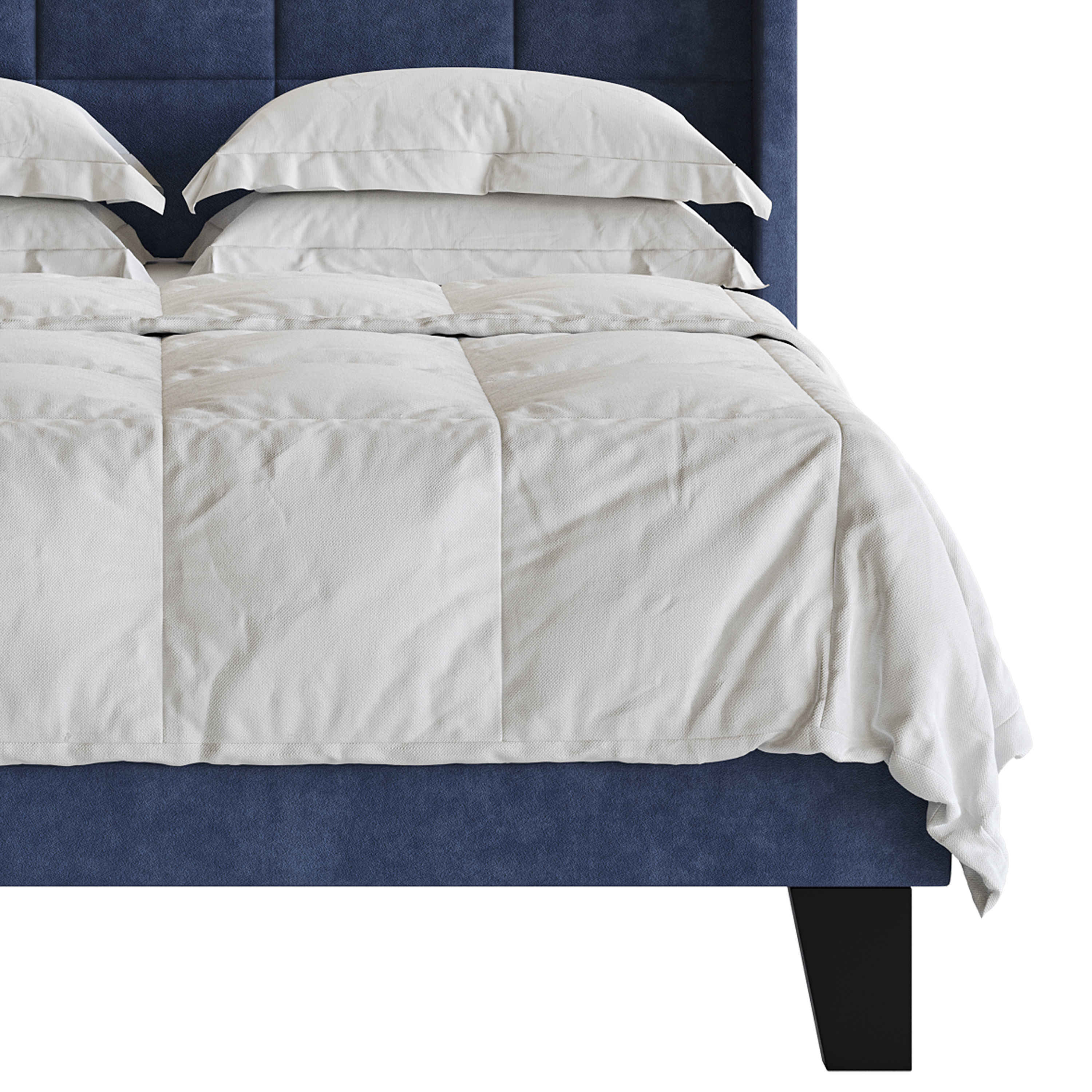 Padded adult double bed 3D model_2