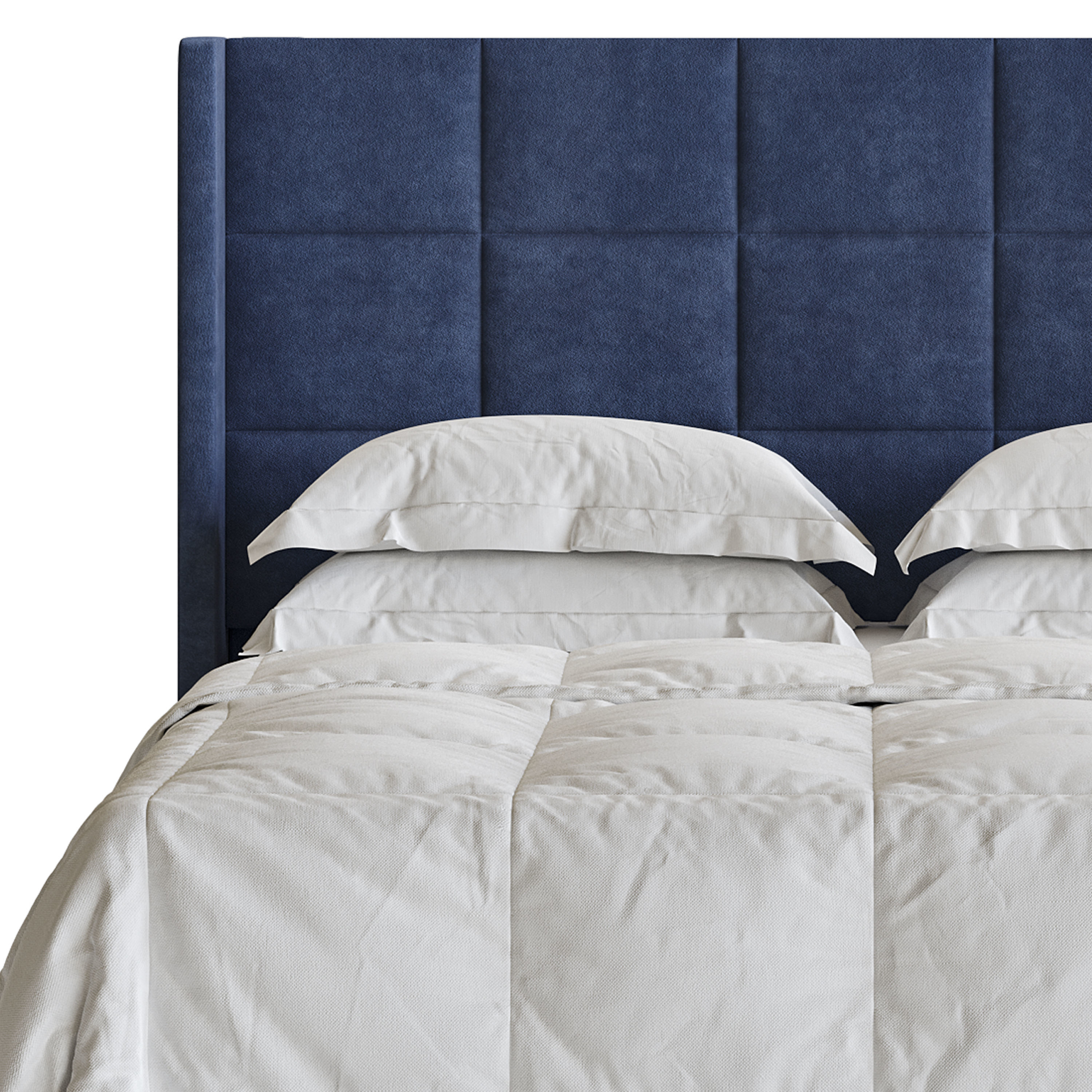 Padded adult double bed 3D model_1