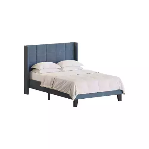 Padded adult double bed 3D model