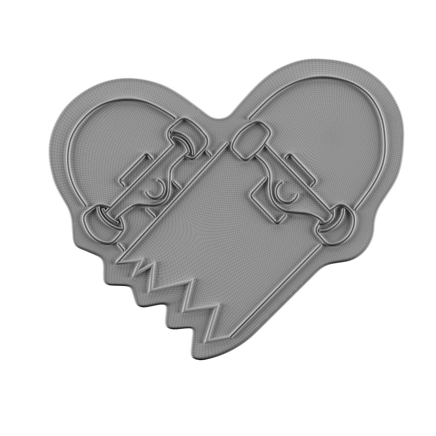 Heart Skateboard Neon Sign 3D model_2