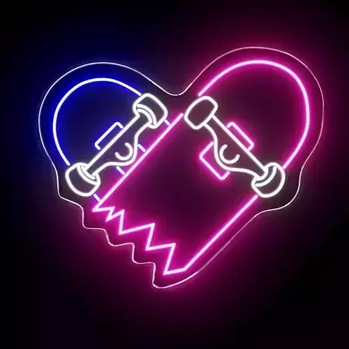 Heart Skateboard Neon Sign