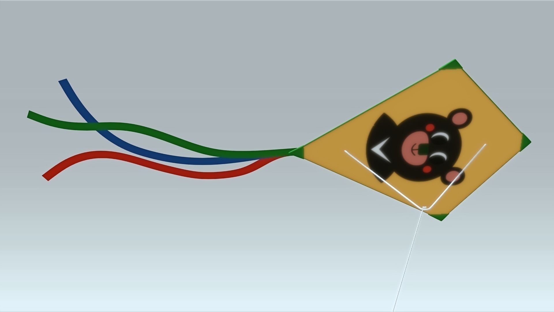 Flying kite Low-poly 3D model_1