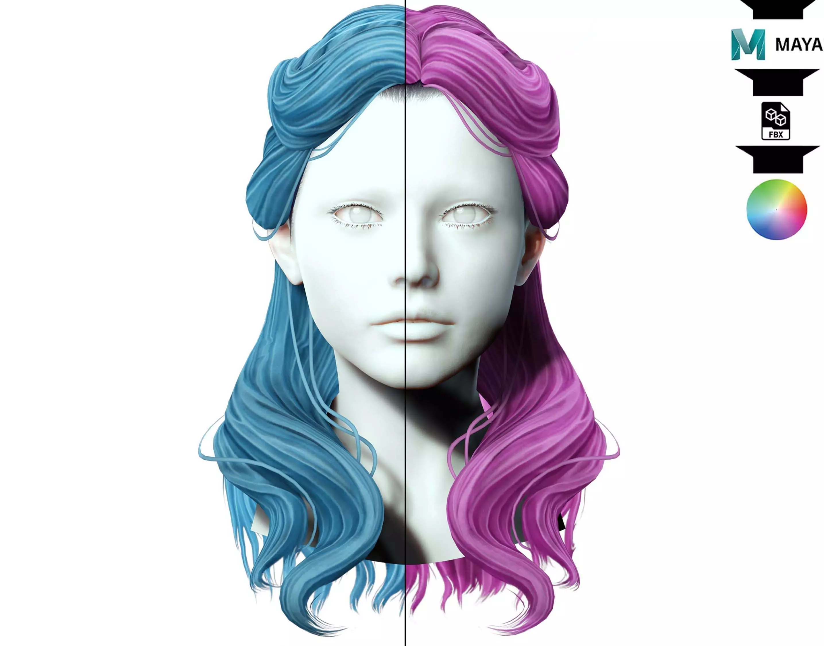 Half up Female Hair Low-poly 3D model