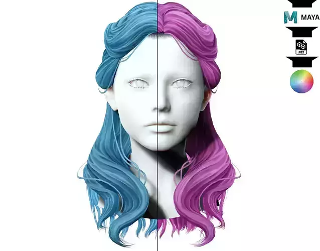 Half up Female Hair  Low-poly 3D model