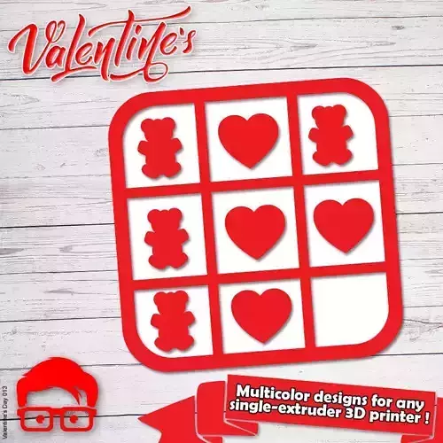 Valentines Day Tic Tac Toe gift for your loved one by AM-MEDIA 3D print model