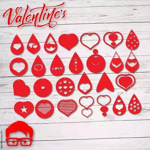 Valentines Day Earrings unique gift for your loved one 3D print model