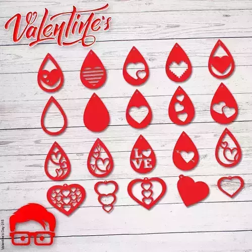 Valentines Day Earrings unique gift for your loved one 3D print model
