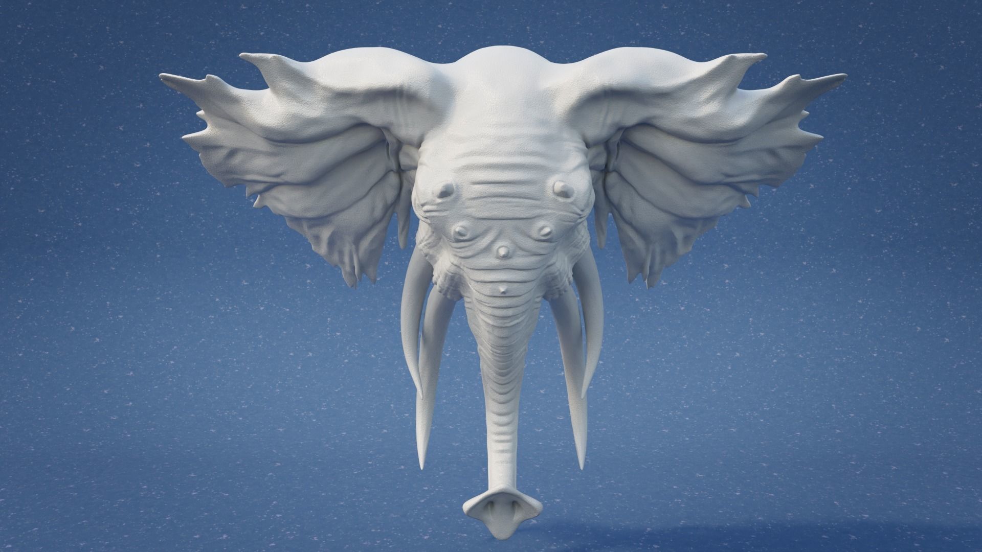 Elephant head wall mount 3D print model_8