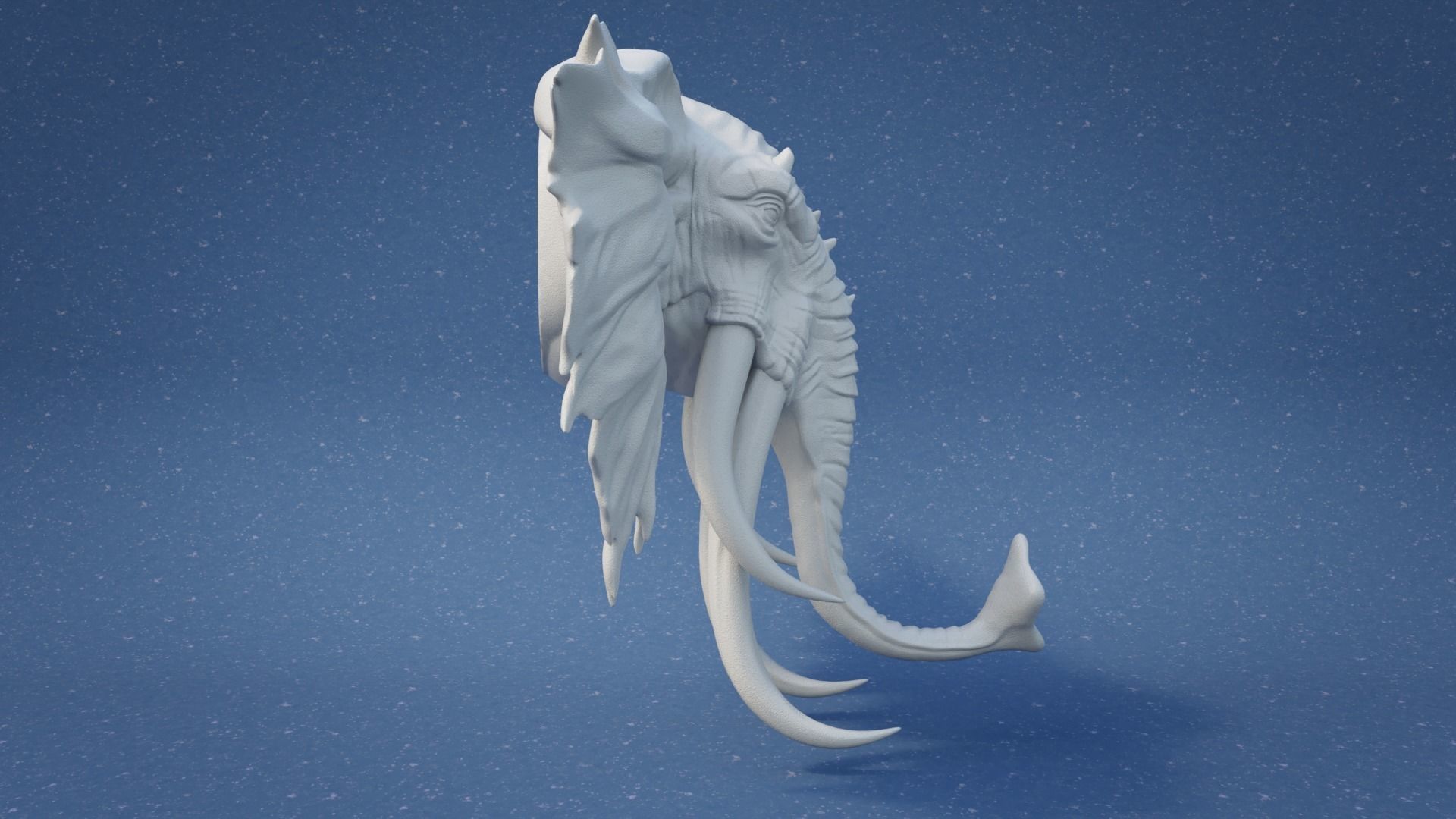 Elephant head wall mount 3D print model_7