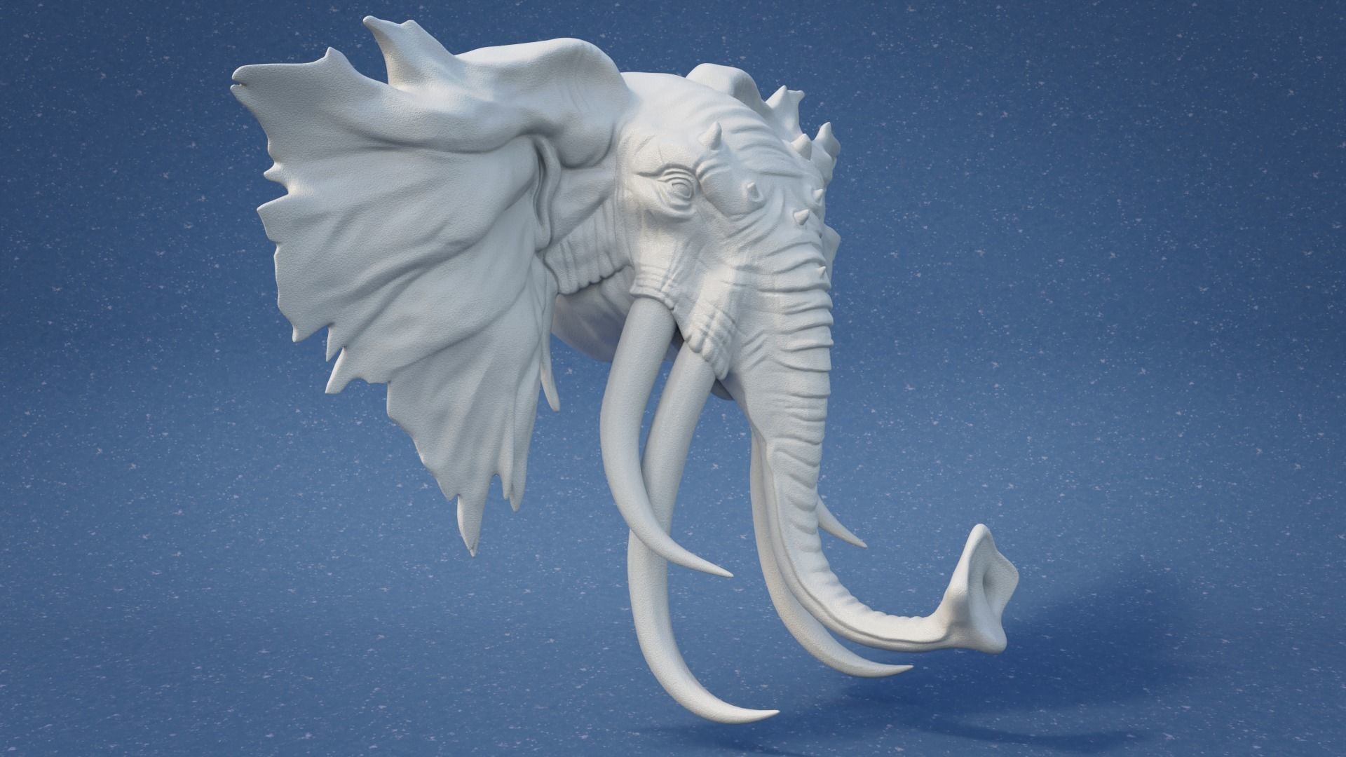 Elephant head wall mount 3D print model_6