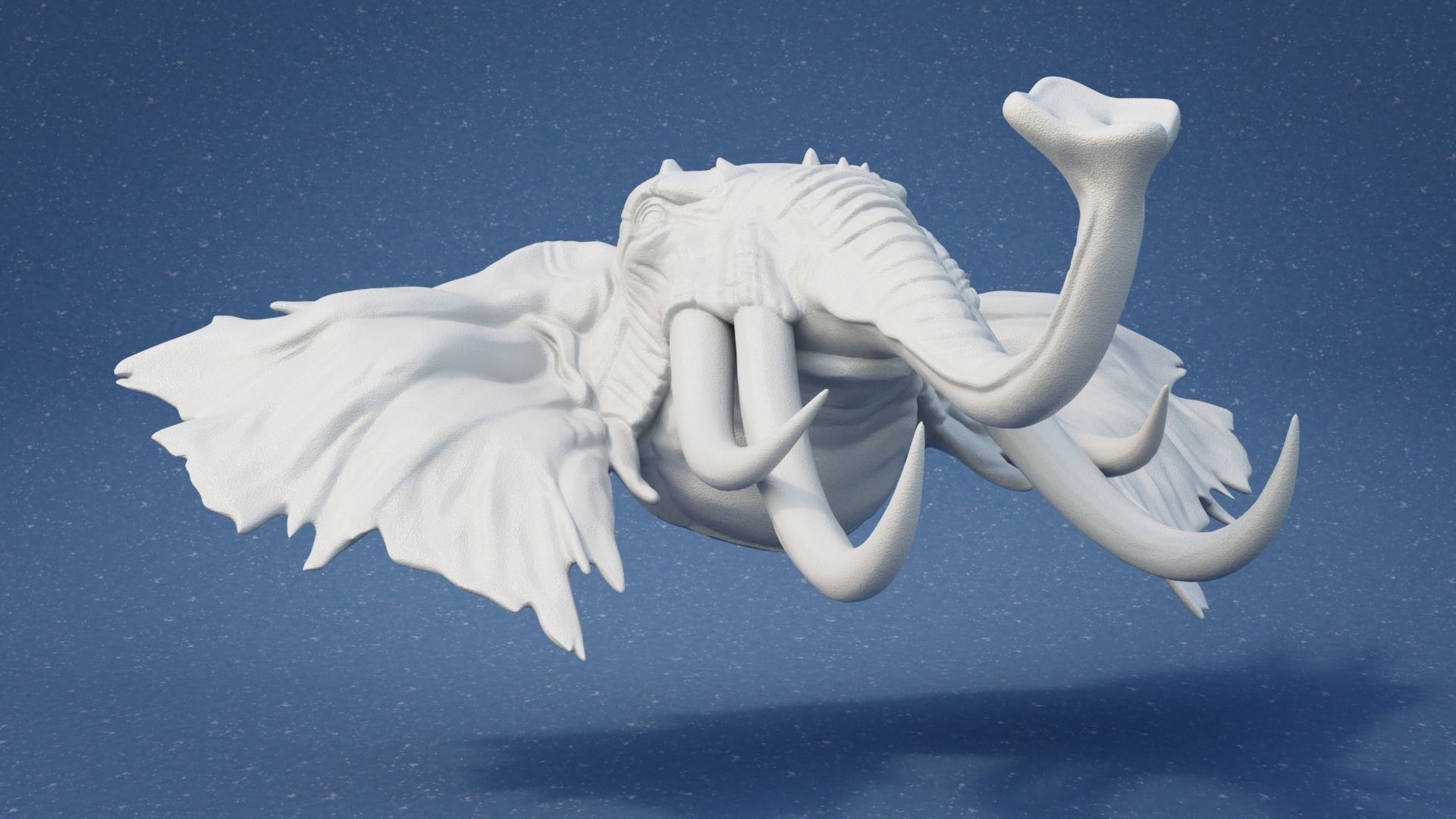 Elephant head wall mount 3D print model_9