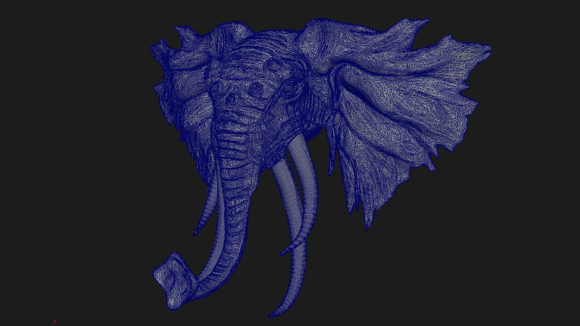 Elephant head wall mount 3D print model_11
